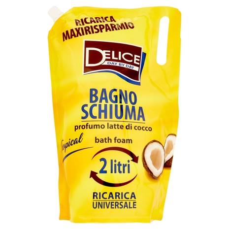 Delice Day by Day Bagno Schiuma profumo latte di cocco Ricarica Universale 2 litri